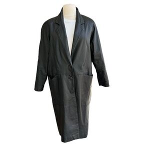 Comint Womens Full Length Black Oversize Leather Jacket‎ Winter Coat Size 2x